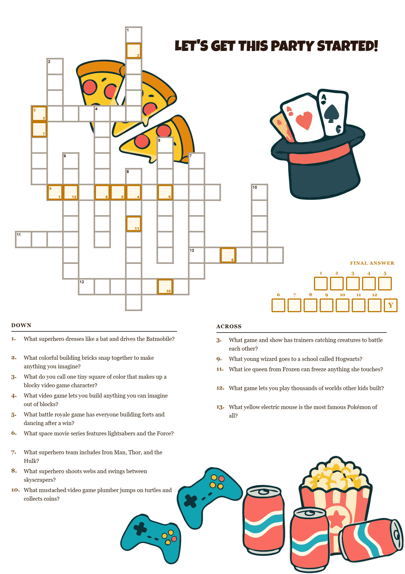 Birthday Bash Crossword Puzzle preview