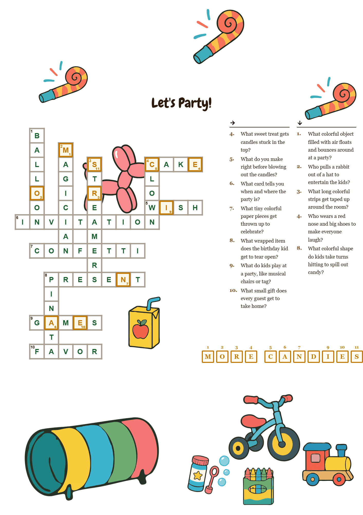 Kids Party Crossword Puzzle preview