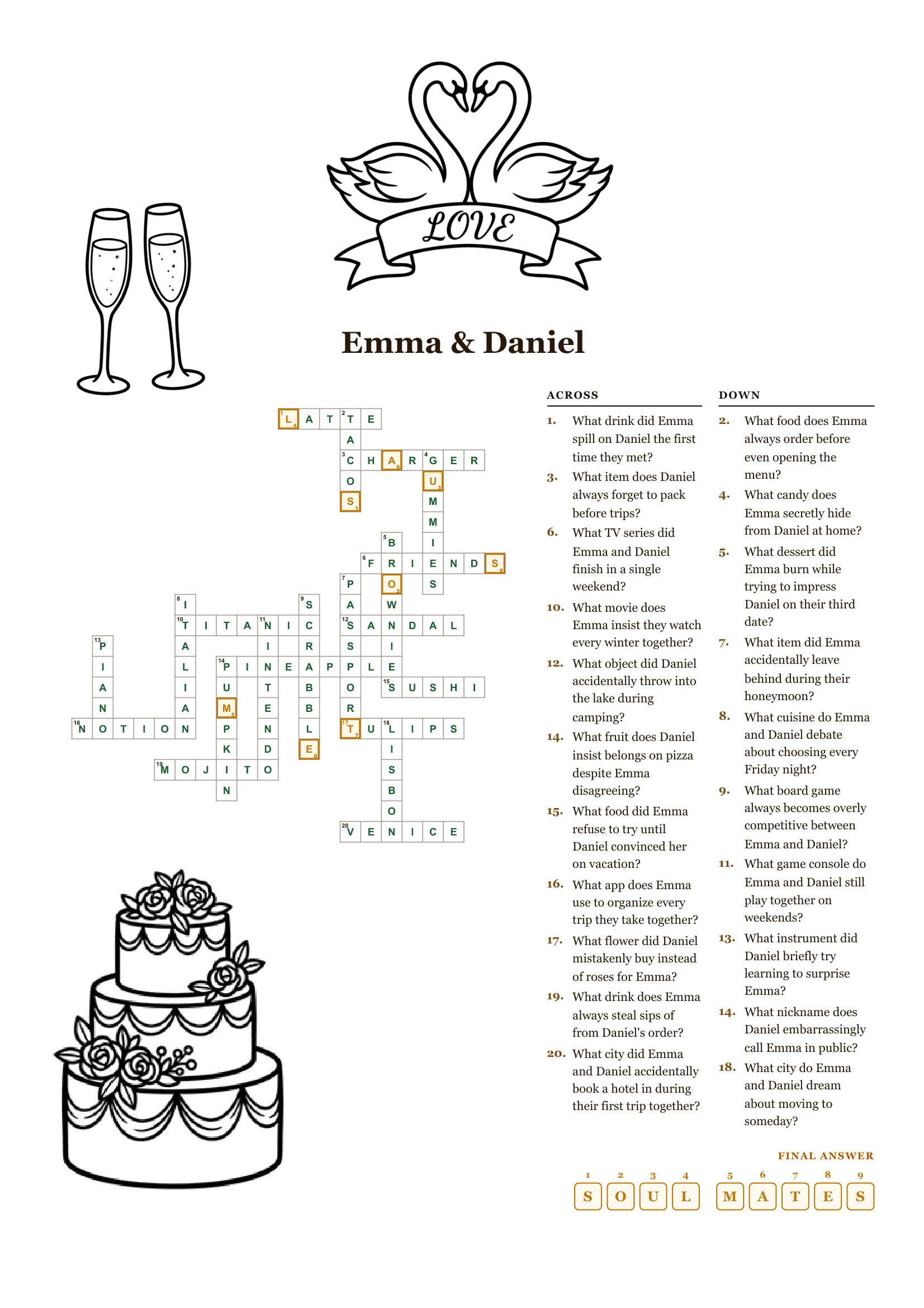 Wedding Crossword Puzzle preview